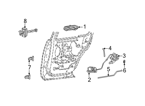 2005 Lincoln Aviator Rear Door - Lock & Hardware Handle, Inside Diagram for 2C5Z-78266B41-AAH