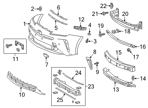 2019 Toyota Prius Front Bumper Shutter Assembly Diagram for 53019-12010