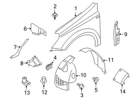 2008 Saturn Astra Fender & Components Liner, Front Wheelhouse Front Diagram for 13125602