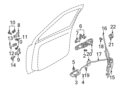 2002 Chevrolet Tracker Front Door - Lock & Hardware Door Lock Diagram for 30022359