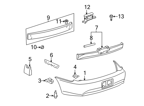 2006 Toyota Solara Rear Bumper Reinforcement Diagram for 52023-06050