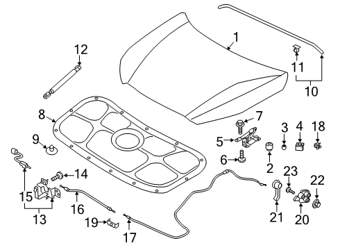2021 Hyundai Palisade Hood & Components Handle Assembly-Hood Latch Release Diagram for 81181-2B000-NNB