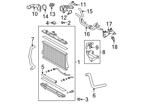 2009 Toyota Highlander Powertrain Control Radiator Assembly Diagram for 16041-31540