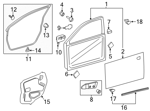 2013 Lexus ES300h Front Door GARNISH, Door Frame Diagram for 67664-33041