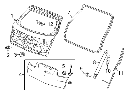 2011 Acura TSX Lift Gate Switch Assembly, Ptg Diagram for 35370-TL4-003