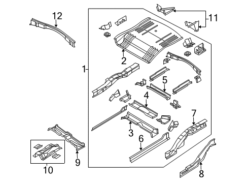 2008 Chrysler Pacifica Rear Body - Floor & Rails Pan-Rear Floor Diagram for 5054386AC