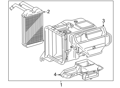 1997 Toyota RAV4 Heater Core & Control Valve Heater Assembly Diagram for 87150-42060