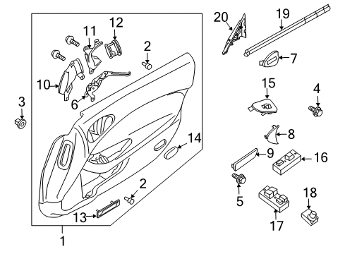 2011 Nissan 370Z Door & Components Switch Assy-Mirror Control Diagram for 25570-1AA0A