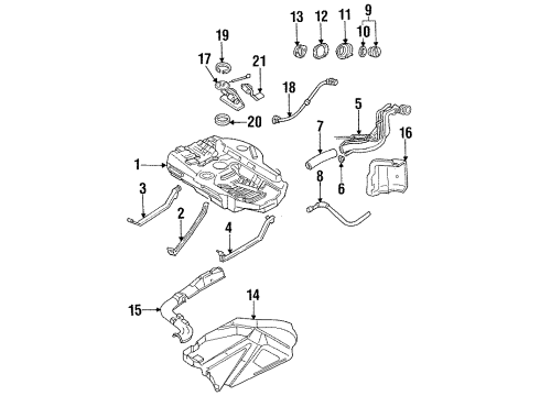 1996 Ford Probe Fuel Supply Support Strap Diagram for F32Z9092A