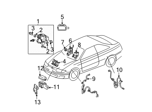 2003 Toyota Camry ABS Components Yaw Sensor Diagram for 89180-33020