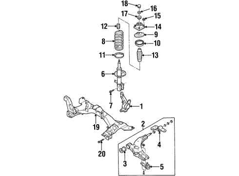 1998 Kia Sephia Front Suspension Components, Lower Control Arm, Stabilizer Bar Spring-Coil, Front Diagram for 0K2A234011DS