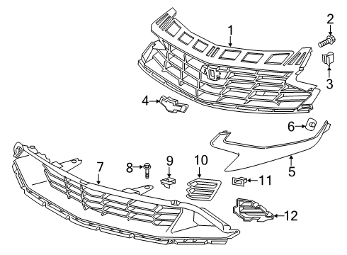 2022 Chevrolet Camaro Grille & Components Upper Grille Diagram for 84047465