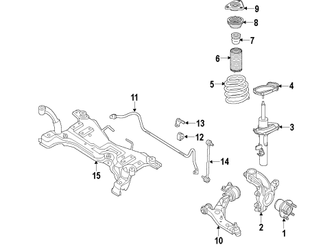 2018 Ford Focus Front Suspension Components, Lower Control Arm, Stabilizer Bar Stabilizer Bar Diagram for AV6Z-5482-D