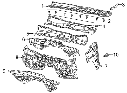 2019 Ram 1500 Cab Cowl COWL PNL-COWL Side Diagram for 68276728AC