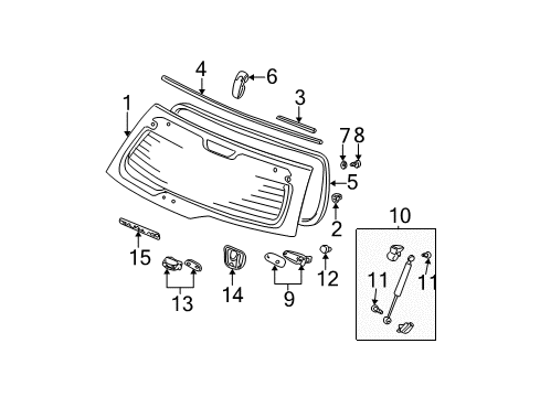 2005 Honda CR-V Glass & Hardware - Back Glass Bolt, Glass Hatch Diagram for 90104-S9A-003