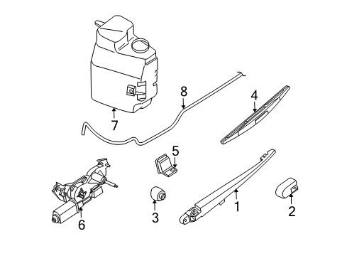 2005 Nissan Armada Lift Gate - Wiper & Washer Components Lifter-Back Window Wiper Diagram for 28795-7S000