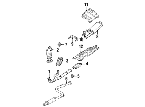 2002 Mitsubishi Diamante Exhaust Components Catalytic Converter Diagram for MR224996