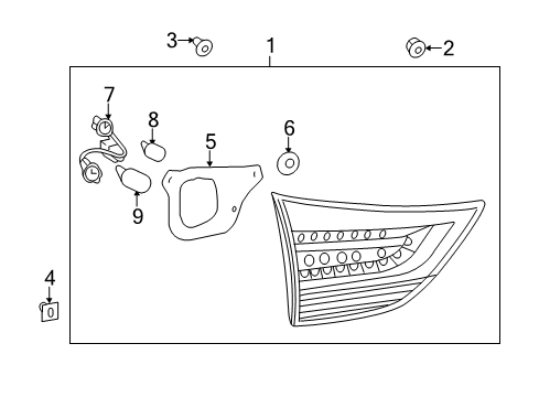 2014 Toyota Sienna Bulbs Back Up Lamp Assembly Diagram for 81580-08011