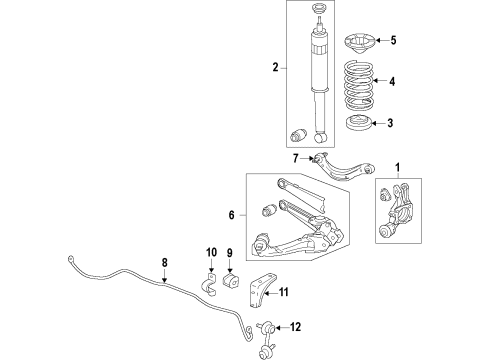 2014 Honda Civic Rear Suspension Components, Upper Control Arm, Stabilizer Bar Bearing Assembly, Rear Hub Unit Diagram for 42200-TT1-A01