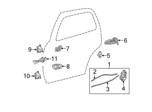 2006 Toyota Tundra Rear Door Lock Cable Diagram for 69770-0C030