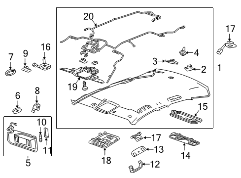 2015 Cadillac ATS Interior Trim - Roof Reading Lamp Assembly Diagram for 22942417