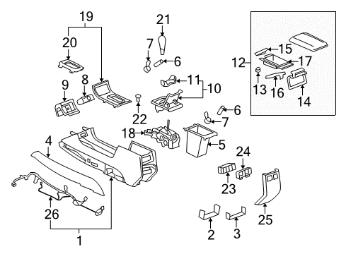 2007 Buick Lucerne Console Console-Front Floor *Light Ttnum Diagram for 25804762