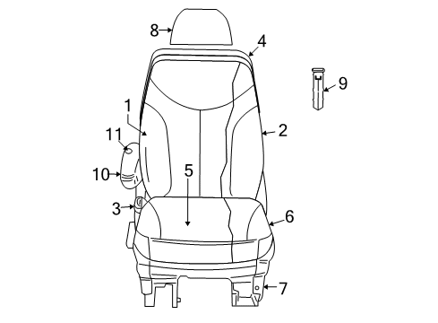 2008 Chrysler Town & Country Front Seat Components Seat Cushion Foam Diagram for 68029113AA