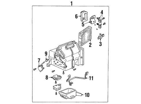 2001 Mercury Villager Heater Core & Control Valve Actuator Assembly Diagram for XF5Z-19E616-BA