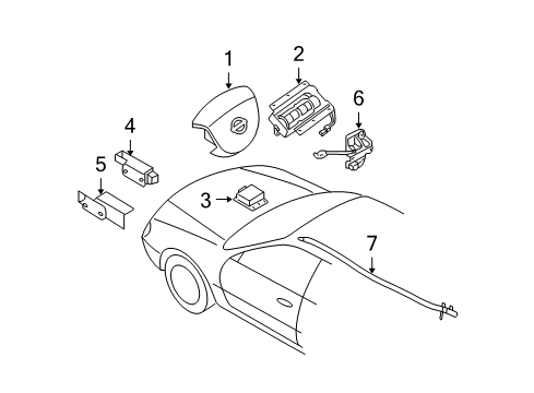 2006 Nissan Maxima Air Bag Components Curtain Air Bag Passenger Side Module Assembly Diagram for 985P0-7Y100