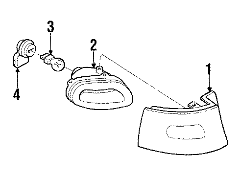 1997 Ford Escort Backup Lamps Back Up Lamp Assembly Diagram for F7CZ-15500-AG