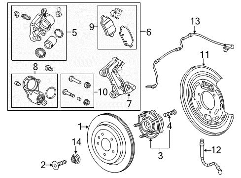 2019 Cadillac CT6 Rear Brakes Backing Plate Diagram for 84068979