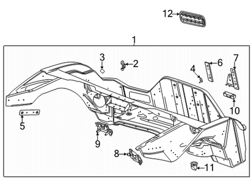 2020 Chevrolet Corvette Rear Floor & Rails Rear Compartment Bracket Diagram for 84338889