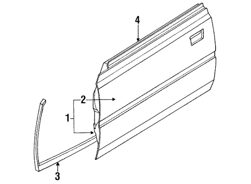 1990 Nissan 240SX Door & Components, Exterior Trim Weatherstrip-Front Door, LH Diagram for 80831-35F01