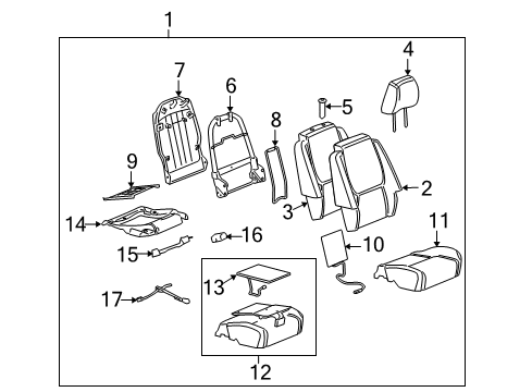 2009 Chevrolet Equinox Front Seat Components Occupant Module Diagram for 19207141