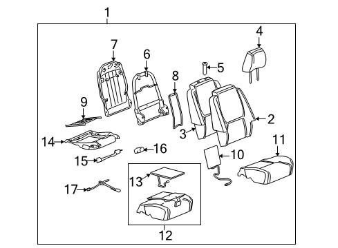 2009 Chevrolet Equinox Front Seat Components Harness Diagram for 19150937
