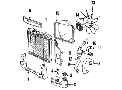 1991 BMW M3 Radiator & Components, Cooling Fan Water Hose Diagram for 11531309670