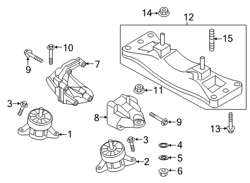 2019 Genesis G70 Engine & Trans Mounting Engine Mounting Support Bracket Diagram for 21826J5100