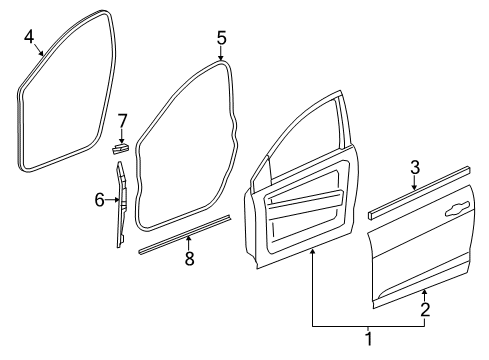2014 Dodge Dart Front Door Strip-Body Side Diagram for 68085076AF