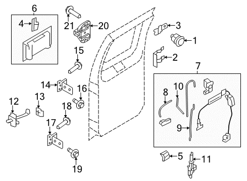 2009 Ford E-150 Back Door - Lock & Hardware License Pocket Diagram for 9C2Z-15434A20-AB