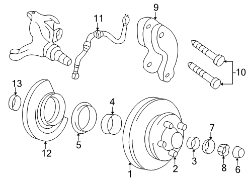 2000 GMC Sonoma Front Brakes Shield, Front Brake Diagram for 15725356