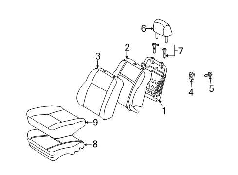 2006 Scion xB Front Seat Components Seat Back Cover Diagram for 71073-52A60-C0