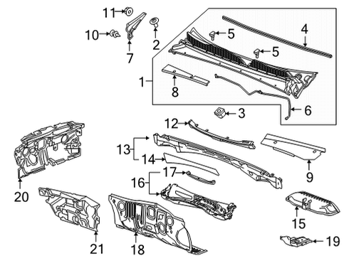 2021 Buick Envision Cowl Cowl Grille Diagram for 84933576