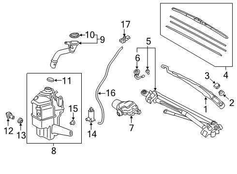 2021 Toyota Avalon Wipers Washer Hose Diagram for 90069-46091