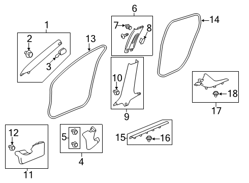 2021 Honda Insight Interior Trim - Pillars GARNISH, L- *NH882L* Diagram for 84151-TBA-A12ZB