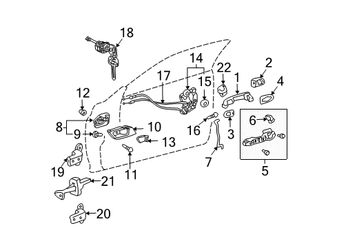 2007 Toyota Solara Front Door Window Regulator Diagram for 69810-AA060