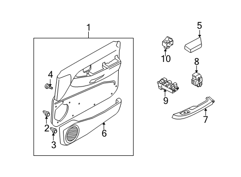 1999 Infiniti QX4 Front Door Front Door Armrest, Right Diagram for 80940-2W101