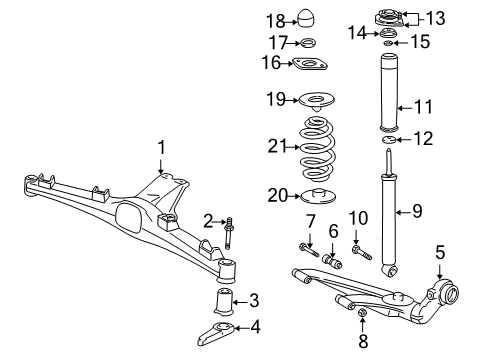 1999 BMW Z3 Rear Suspension Components, Stabilizer Bar Rear Shock Absorber Diagram for 33521094187