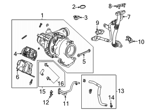 2021 GMC Sierra 1500 Turbocharger & Components Turbocharger Brace Diagram for 55497392