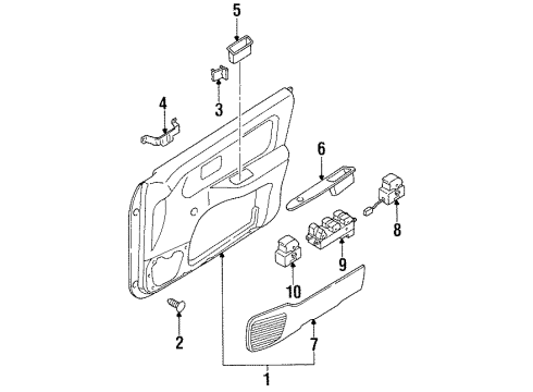 1999 Nissan Sentra Rear Door Clip-Finisher Diagram for 01553-0007U