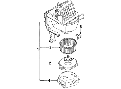 1995 Toyota 4Runner Blower Motor & Fan Blower Assy, Heater, Front Diagram for 87130-89117